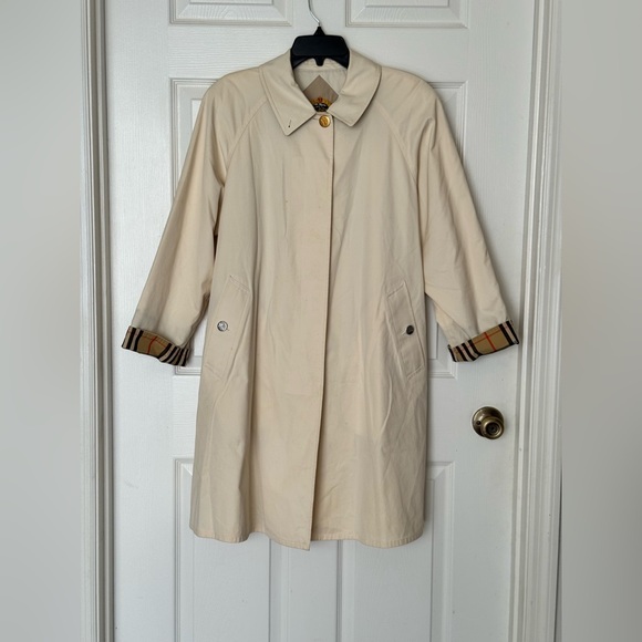 Burberrys London Vintage Trench Coat Nova Check Beige/Cream Plaid - Picture 1 of 16